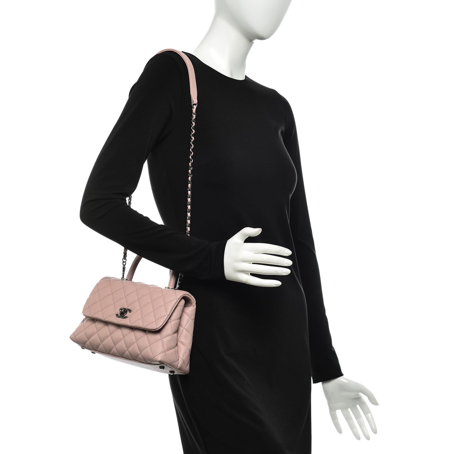 Caviar Quilted Mini Coco Handle Flap Pink