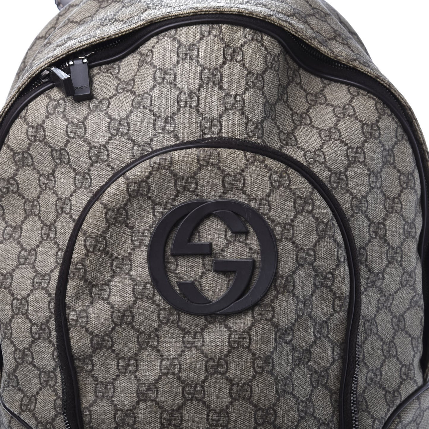 GG Plus Monogram Interlocking G Medium Backpack Dark Brown