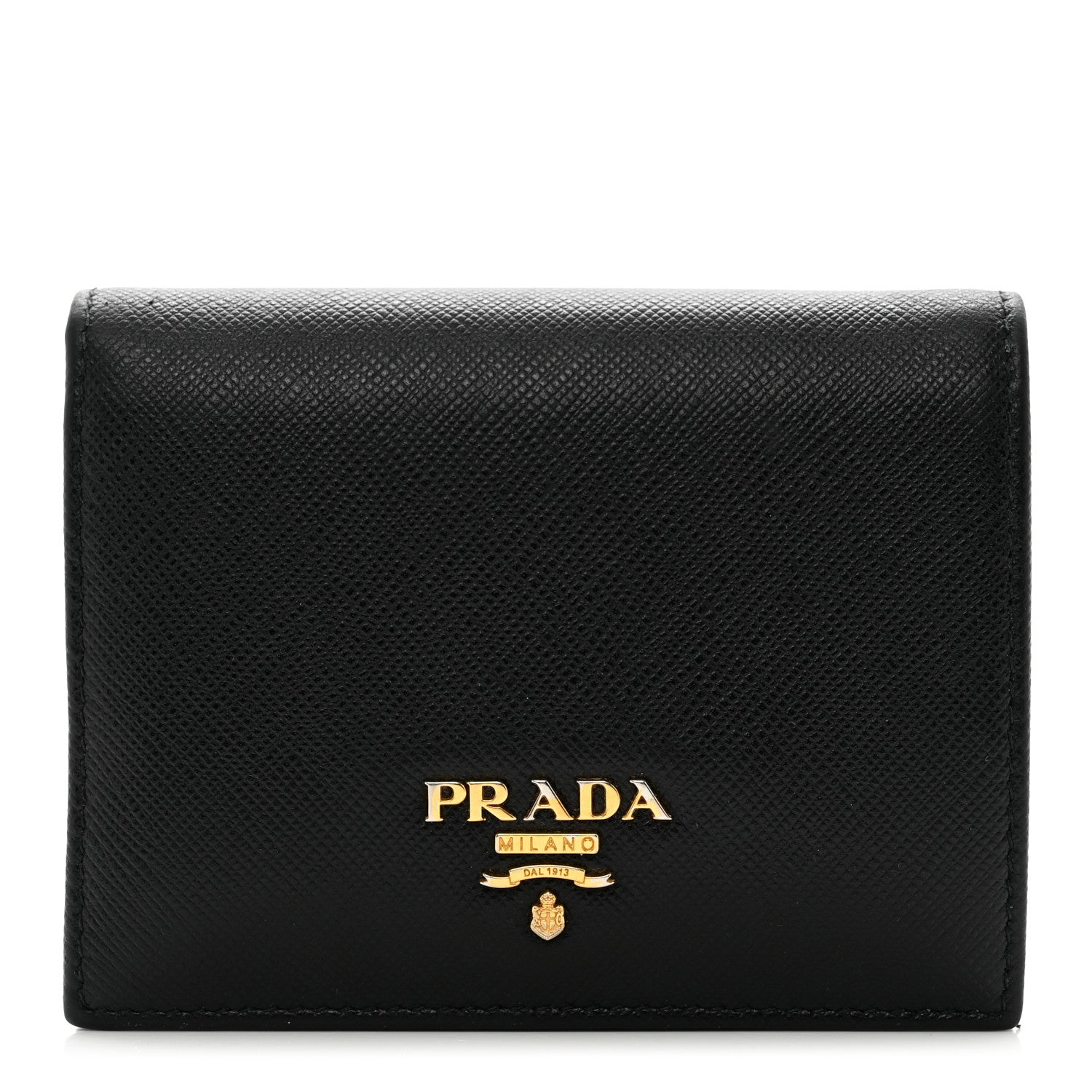 Prada Saffiano Metal Bi-Fold Wallet Black 1 of 8