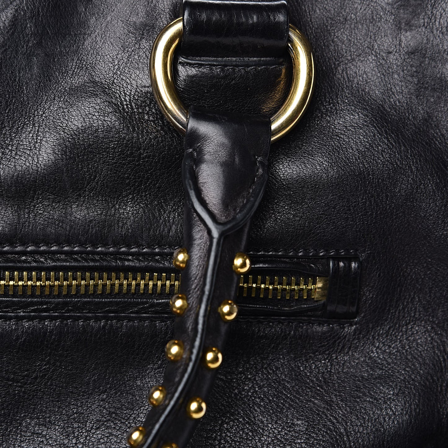 Glace Calf Studded Tote Black