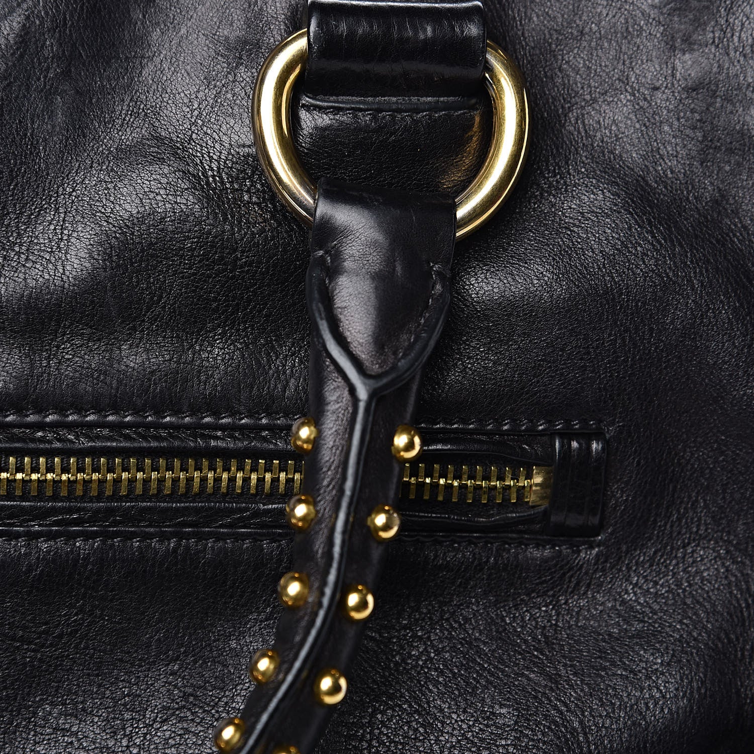 Prada Glace Calf Studded Tote Black 13 of 13