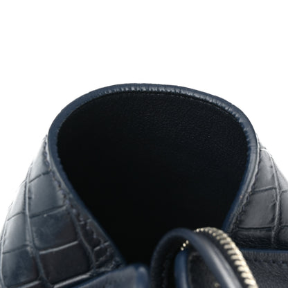 Saint Laurent Calfskin Croc Embossed Small Monogram Downtown Cabas Blue 11 of 13