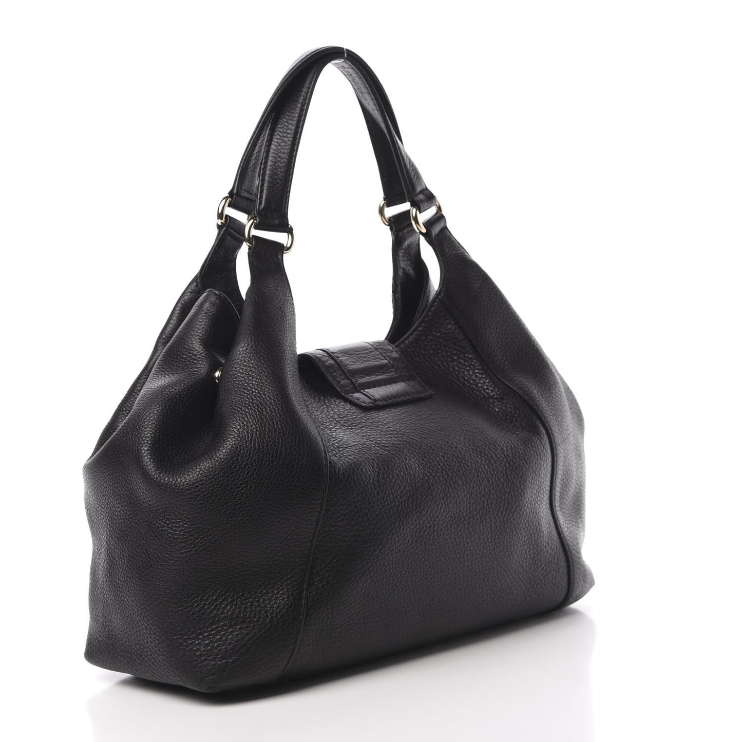 Pebbled Calfskin Medium Greenwich Shoulder Bag Black