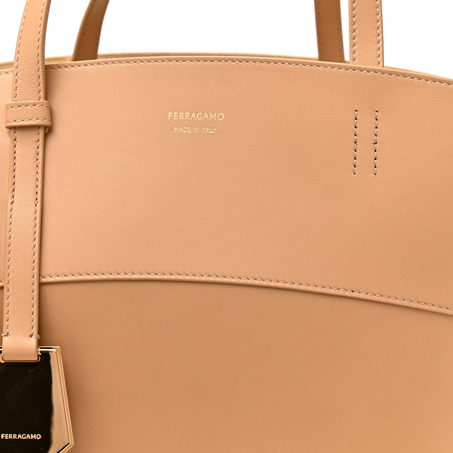 Ferragamo Calfskin Charming Tote Light Camel