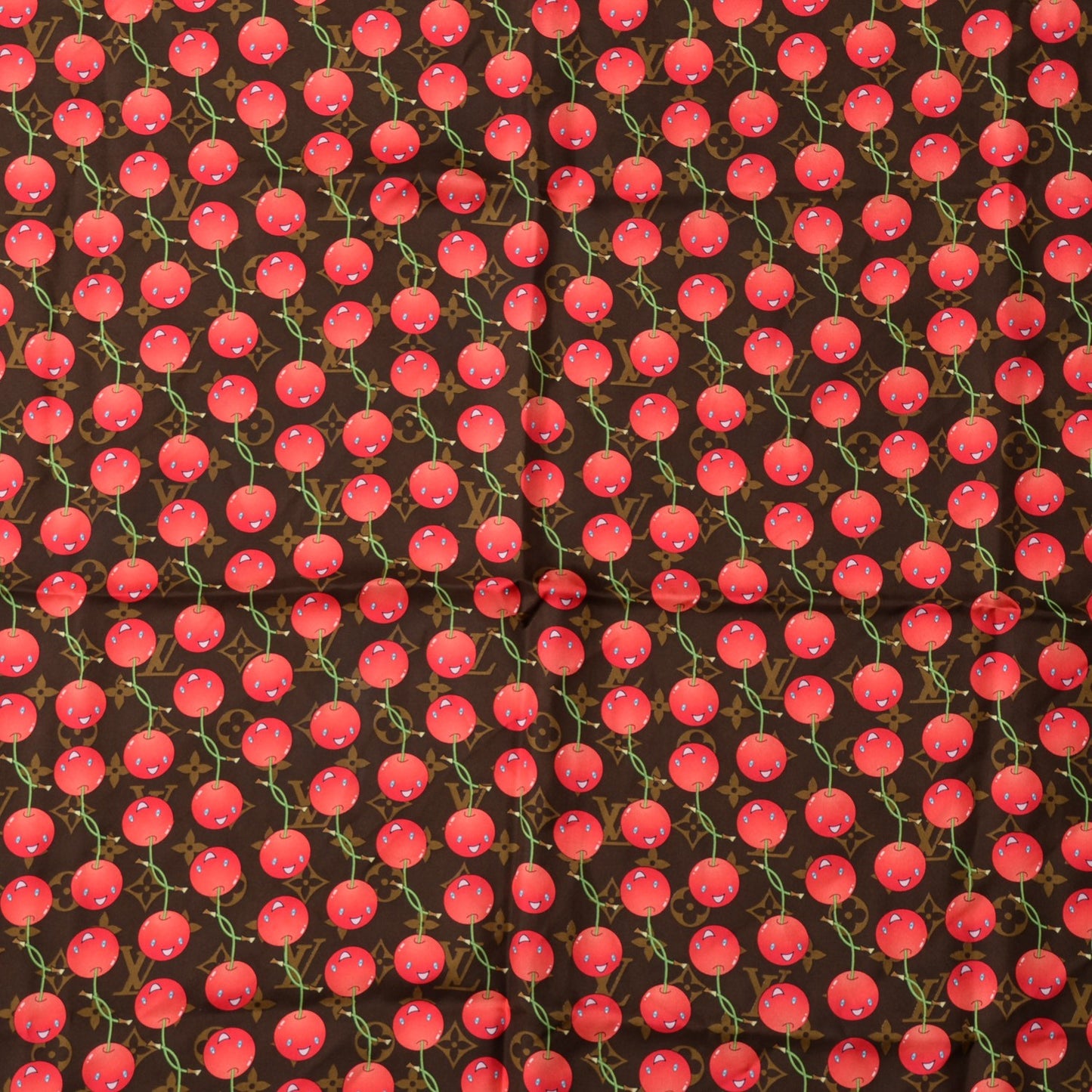 Silk Monogram Cerises Scarf