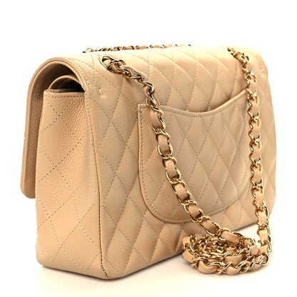 Chanel Caviar Quilted Medium Double Flap Beige Clair 3 of 12