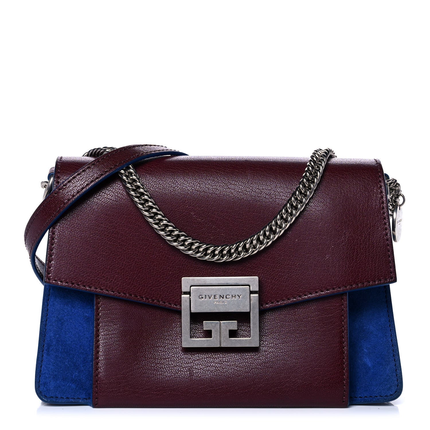 Givenchy Goatskin Suede Small GV3 Shoulder Bag Aubergine Blue 1 of 11