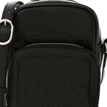 Gucci Calfskin GG Tennis Embossed Mini Double Zip Messenger Bag Black 8 of 12