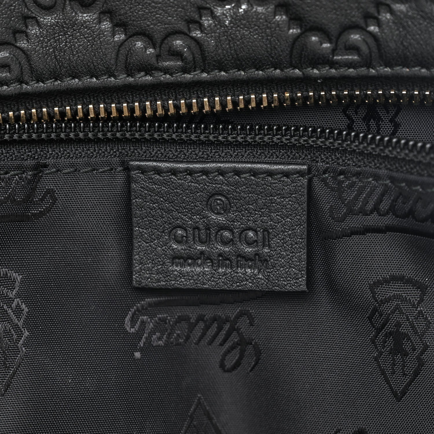 Gucci Guccissima Medium Zippered Shopping Tote Black 6 of 10