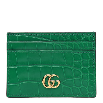 Gucci Alligator GG Marmont Card Holder Emerald 1 of 4