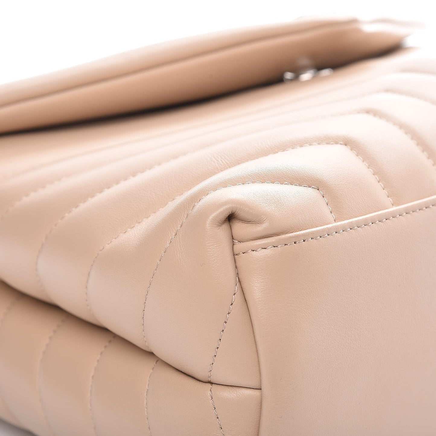 Calfskin Y Quilted Monogram Medium Loulou Chain Satchel Nude Powder