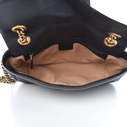Gucci Calfskin Matelasse Small GG Marmont Shoulder Bag Black 4 of 12