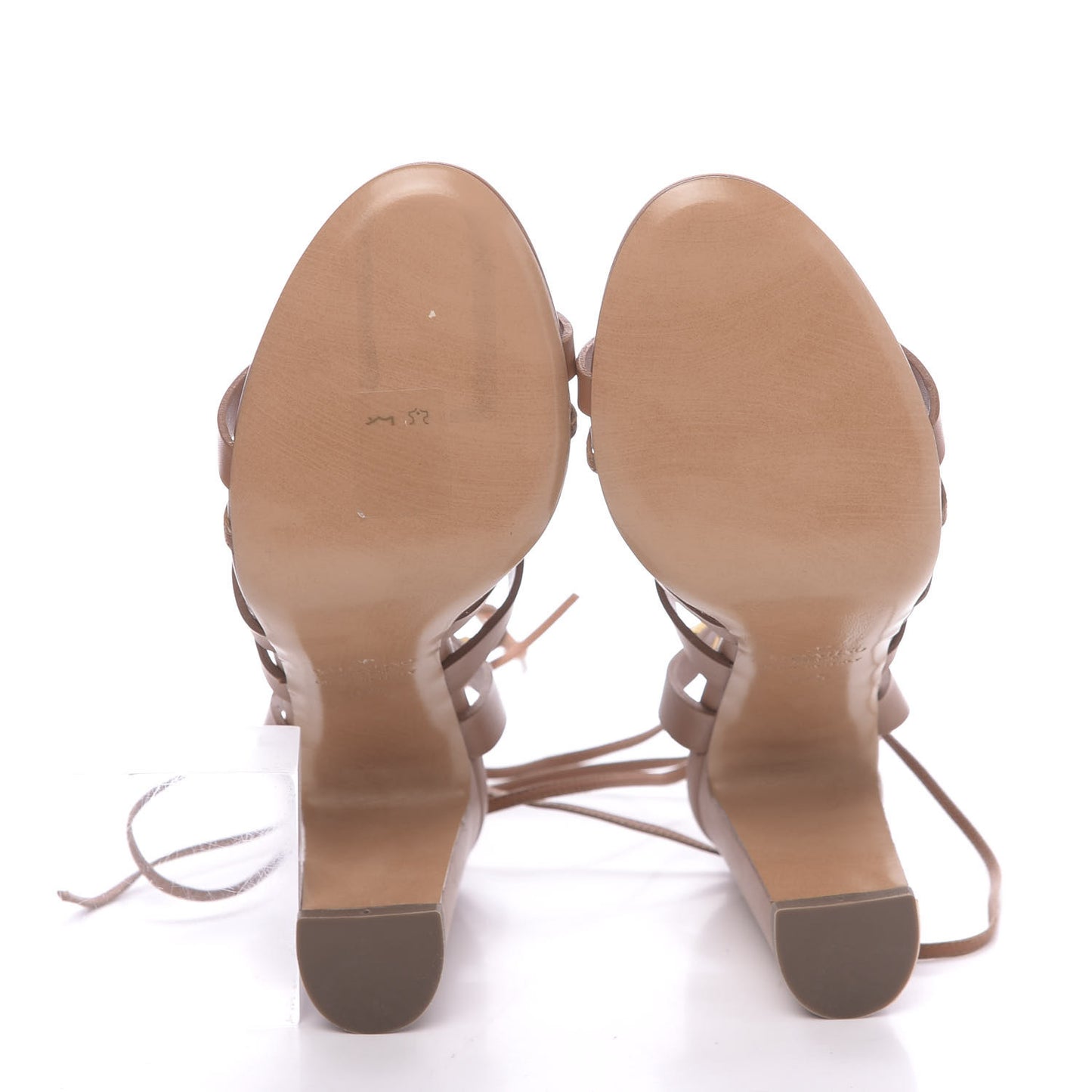 Calfskin Rockstud Gladiator Heeled Sandals 37.5 Brown