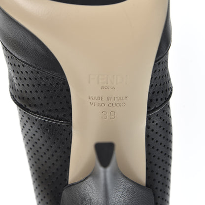 Fendi Nappa Stretch Fabric Perforated Striped Rockoko 105mm Sock Boots 39 Black White 7 of 7