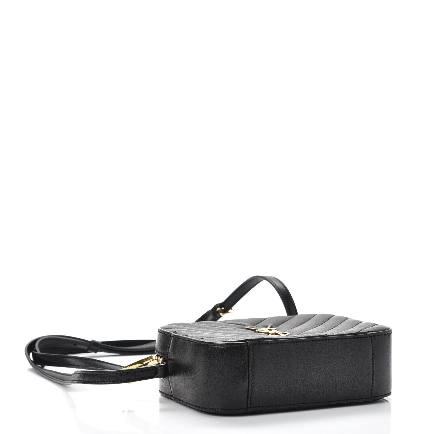 Saint Laurent Lambskin Chevron Small Classic Monogram Camera Bag Nero Black 4 of 7