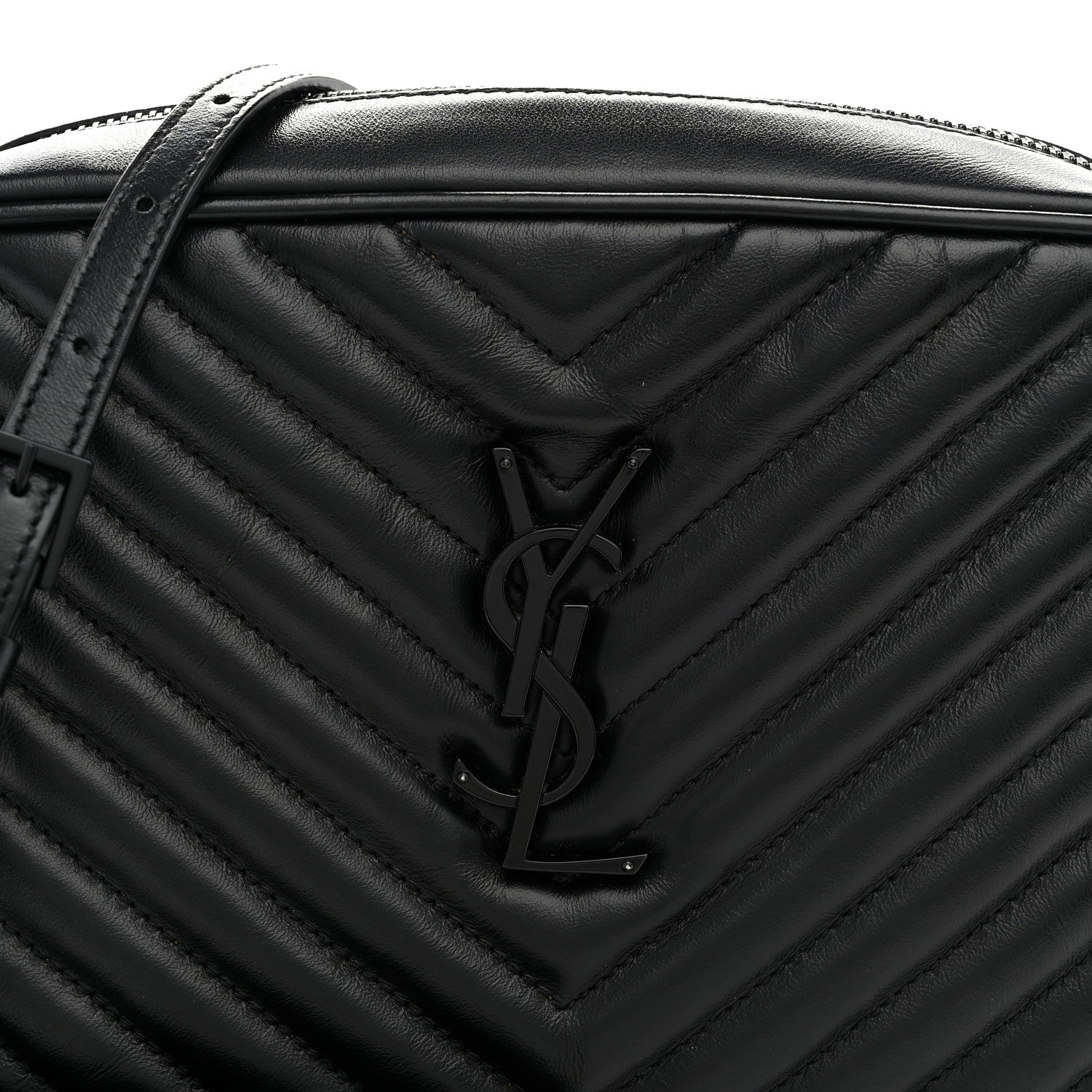 Saint Laurent Calfskin Matelasse Monogram Monochrome Lou Camera Bag Black 8 of 10