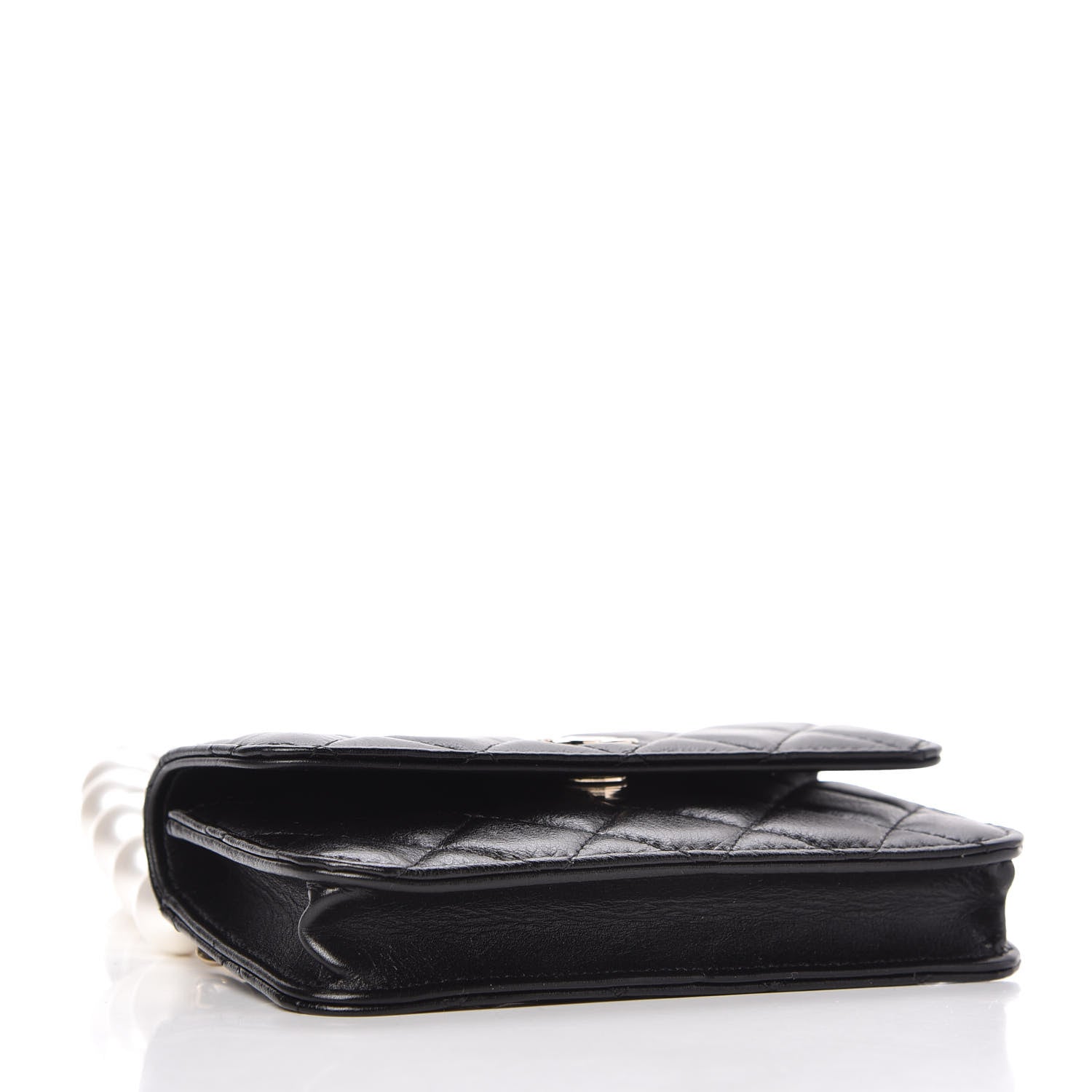 Chanel Calfskin Quilted Maxi Pearls Clutch With Chain Black 4 of 10