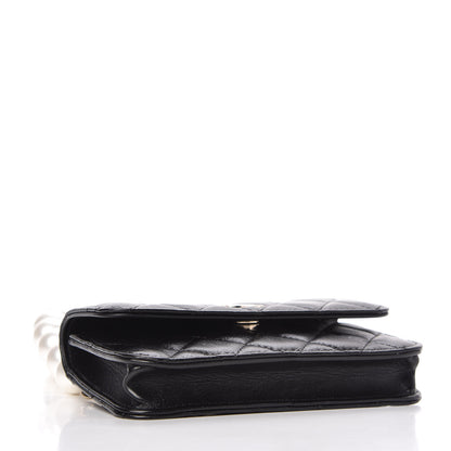 Chanel Calfskin Quilted Maxi Pearls Clutch With Chain Black 4 of 10