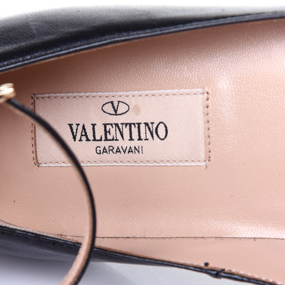 Valentino Garavani Calfskin Ballerina Ankle Strap Flats 36 Black 9 of 11