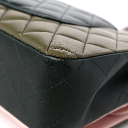 Chanel Lambskin Quilted Tri-Color Medium Double Flap Green Pink 11 of 11