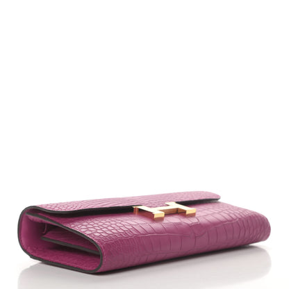 Hermes Matte Alligator Constance Long Wallet To Go Rose Scheherazade 3 of 4