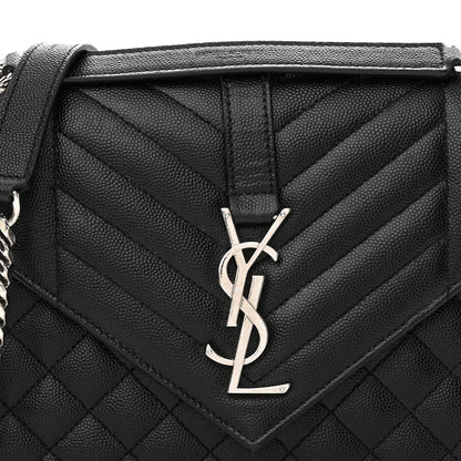 Saint Laurent Grain De Poudre Textured Mixed Matelasse Triquilt Medium Monogram Satchel Black 8 of 15