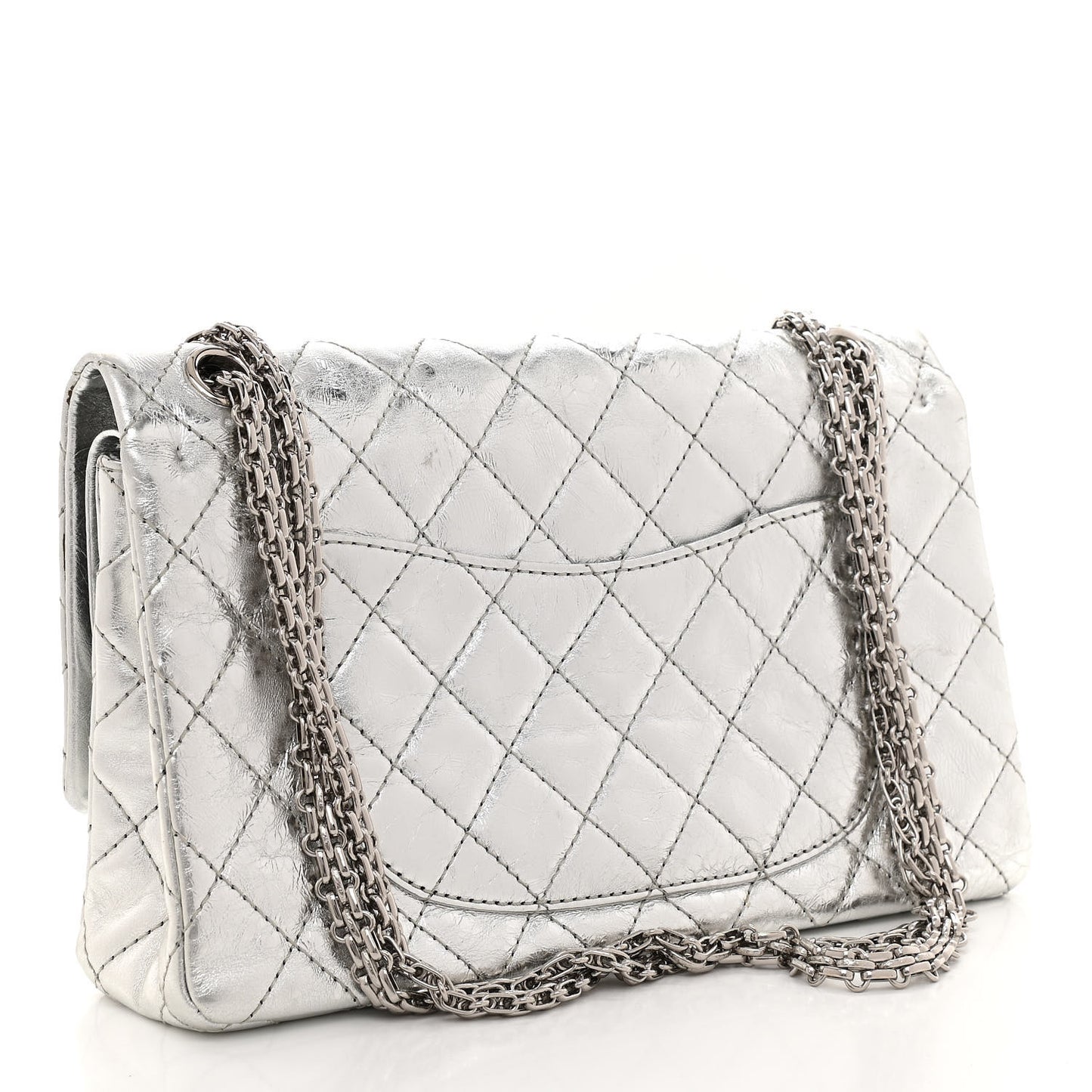 Metallic Aged Calfskin Quilted 2.55 Reissue 226 Flap Silver