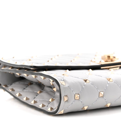 Valentino Garavani Lambskin Rockstud Spike Wallet on Chain Grey 8 of 10