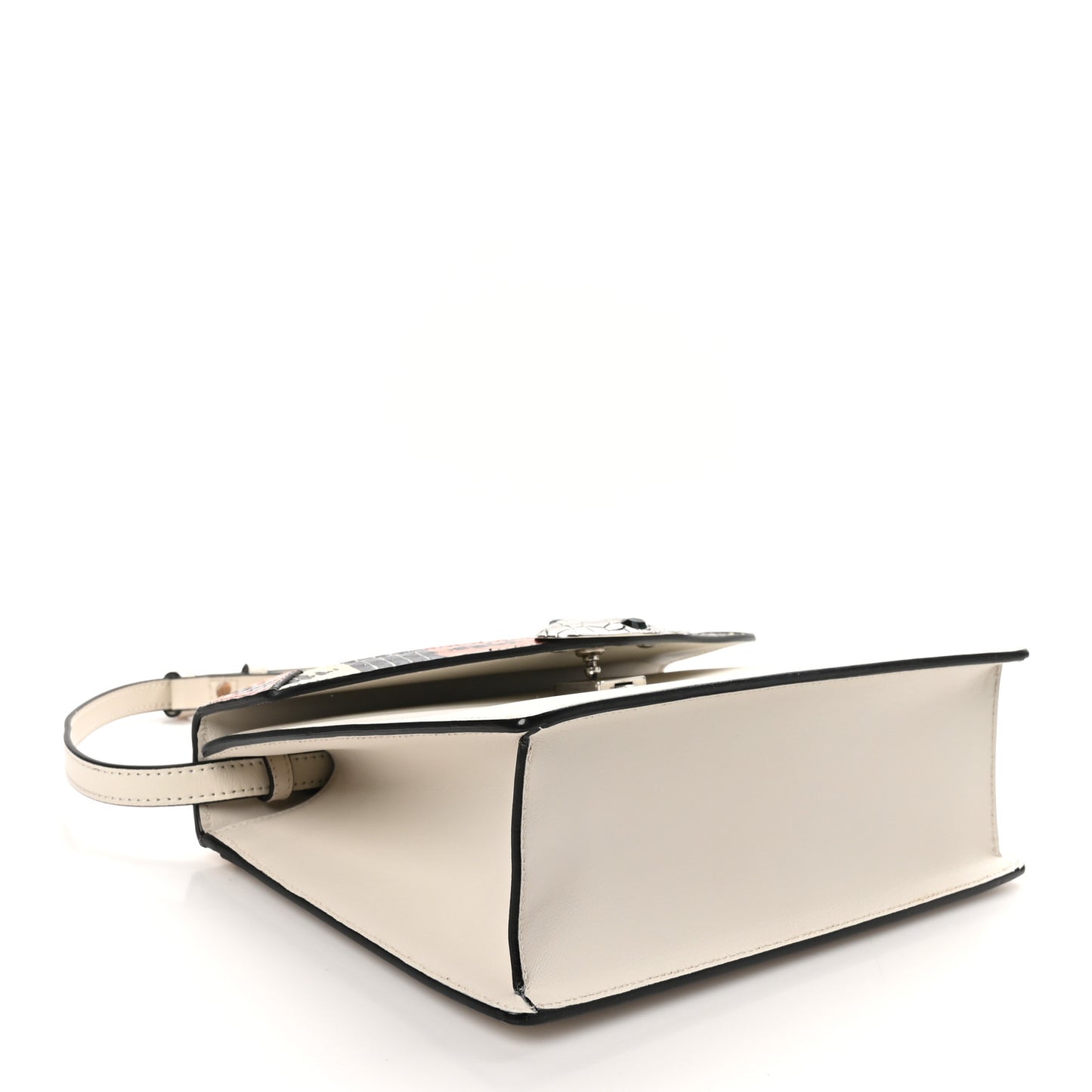 Calfskin Snakeskin Small Lilith Top Handle Bag White