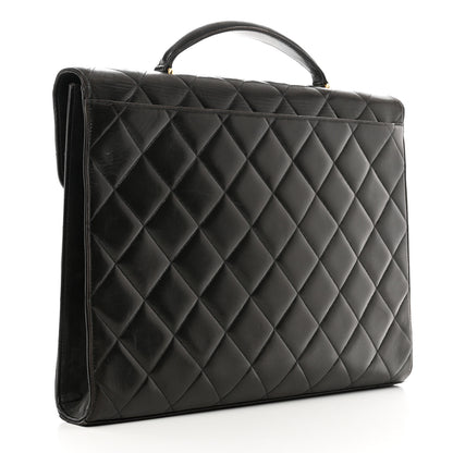 Chanel Lambskin Quilted Briefcase Laptop Bag Black 3 of 11