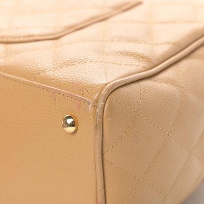 Chanel Caviar Quilted Large Bowler Bag Beige 11 of 20