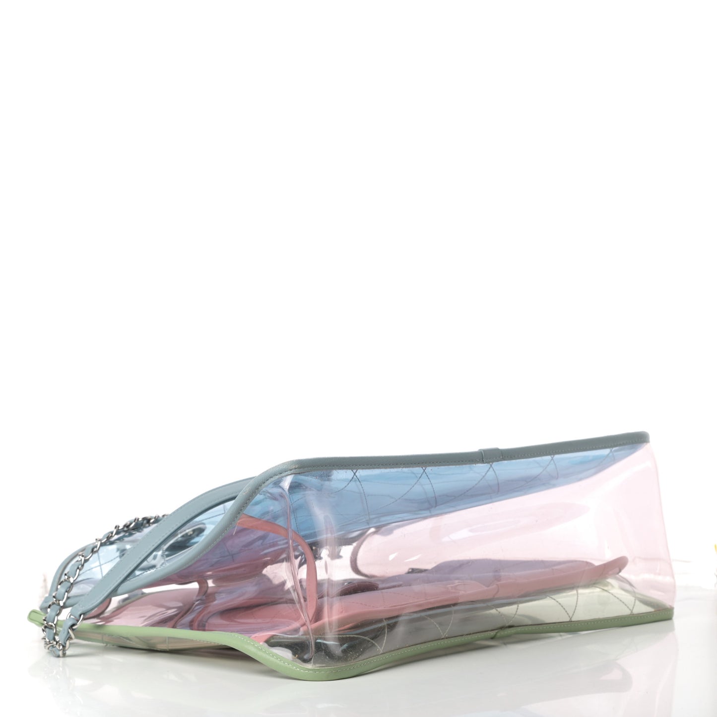 Lambskin PVC Quilted Medium Coco Splash Shopping Bag Blue Green Pink