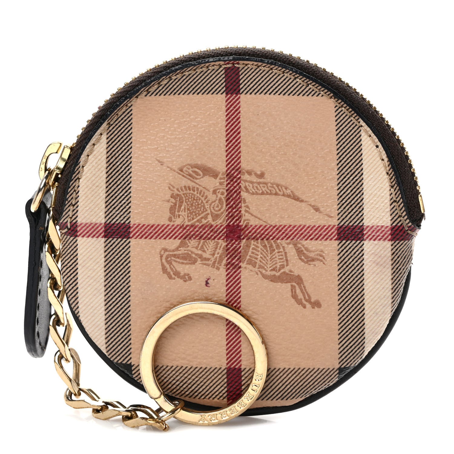 Burberry Haymarket Check Zip Round Coin Purse Black 1 of 5