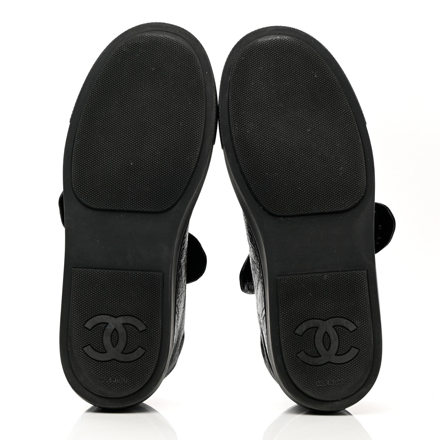Chanel Crumpled Calfskin Womens CC Bow Sneakers 37 Black 5 of 13