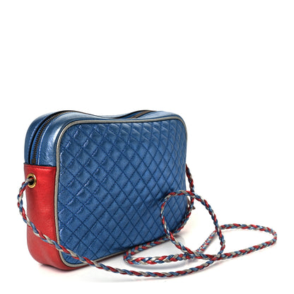 Gucci Laminated Nappa Trapuntata Small Zumi Shoulder Bag Rosso Marine Argento 3 of 11