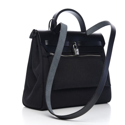 Hermes Military Toile Vache Hunter Herbag Zip PM 31 Black 2 of 10