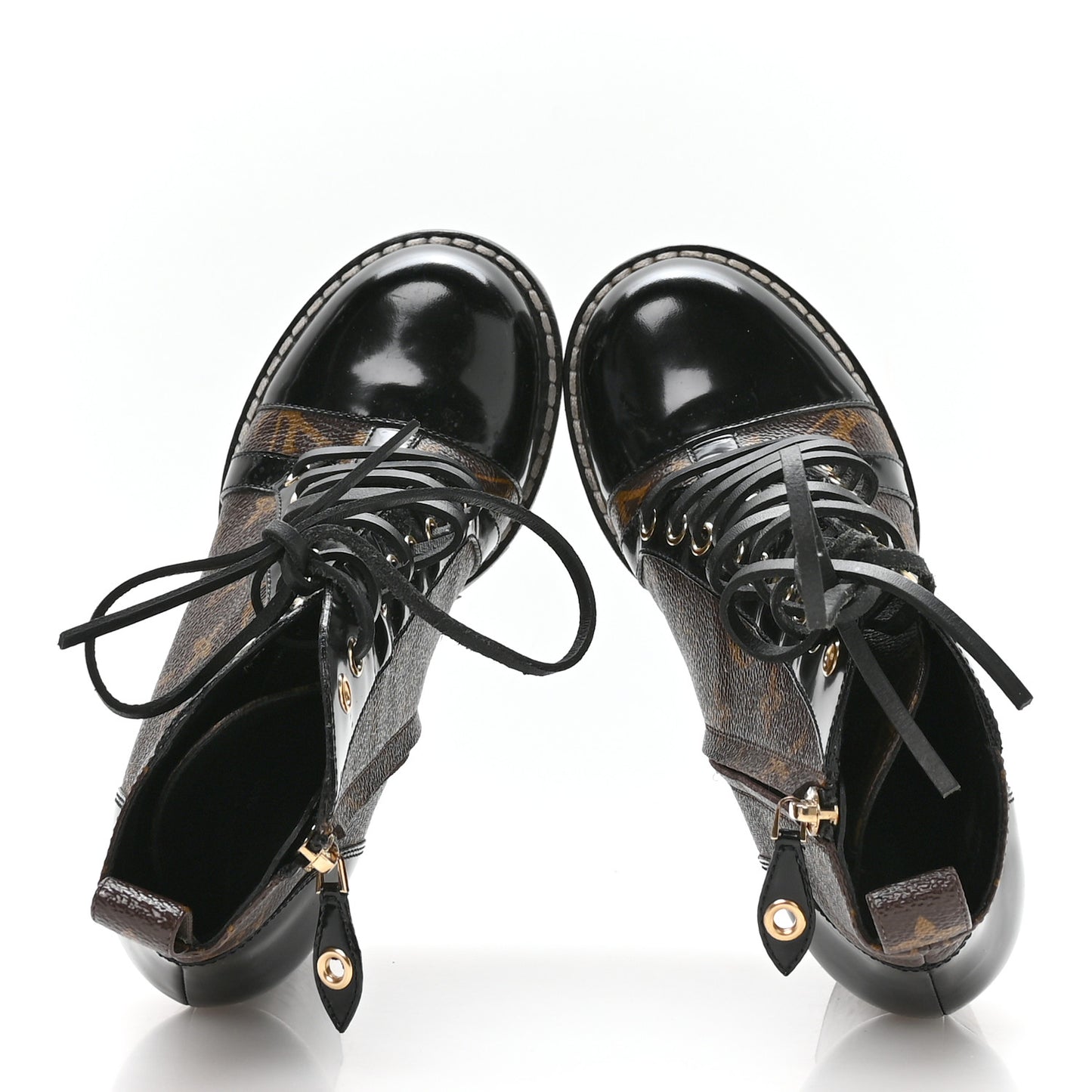 Patent Calfskin Monogram Star Trail Ankle Boots 37 Black