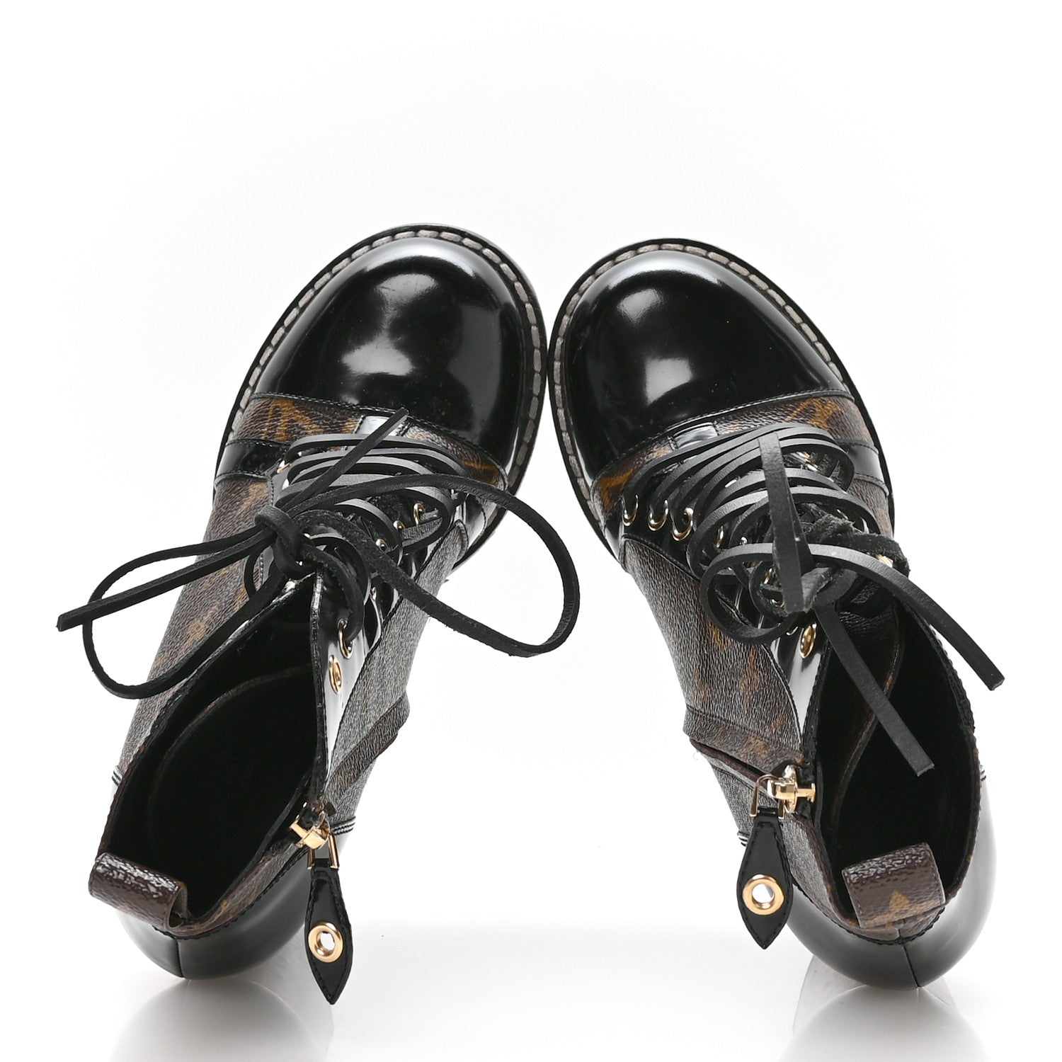 Louis Vuitton Patent Calfskin Monogram Star Trail Ankle Boots 37 Black 2 of 7
