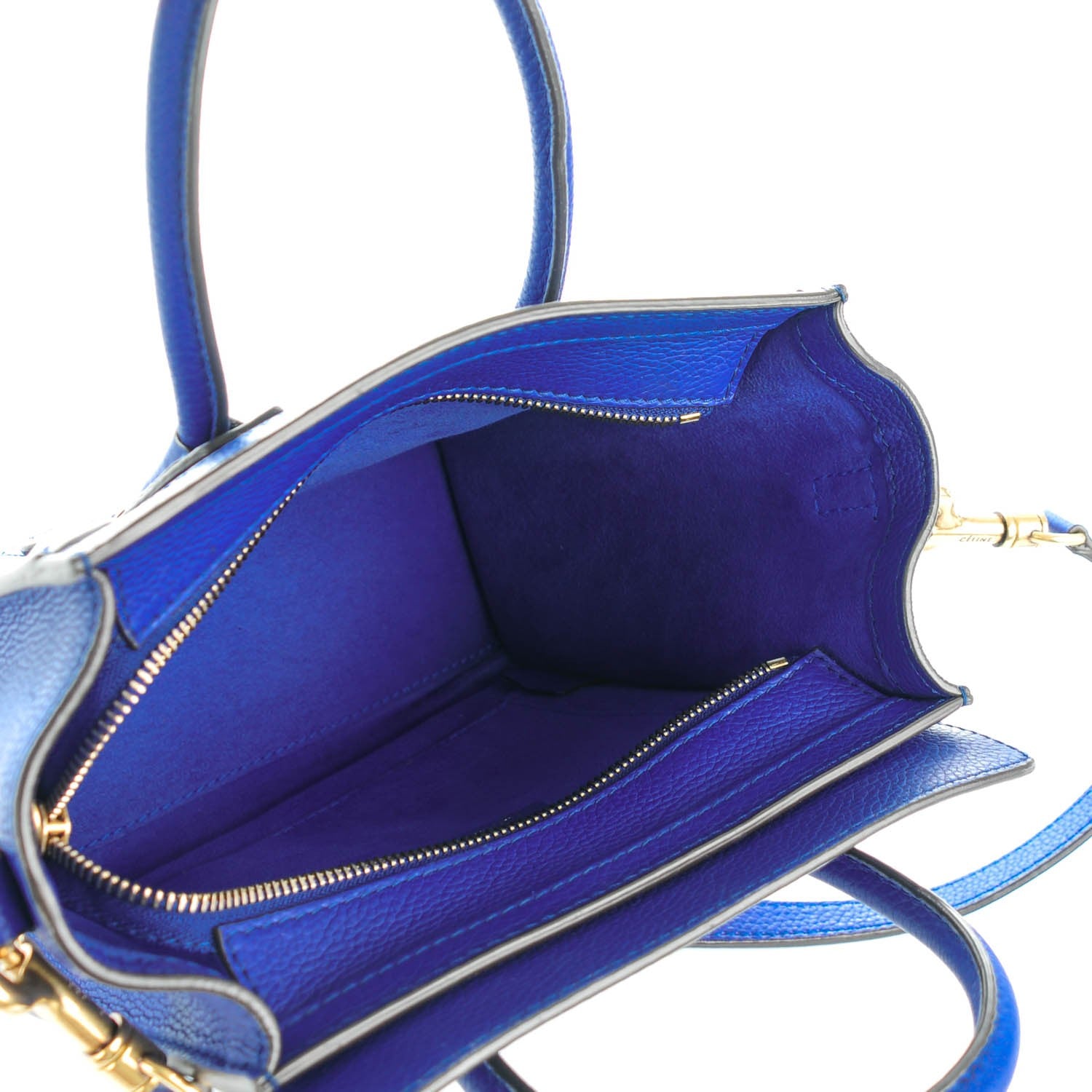 Celine Drummed Calfskin Nano Luggage Indigo 6 of 8