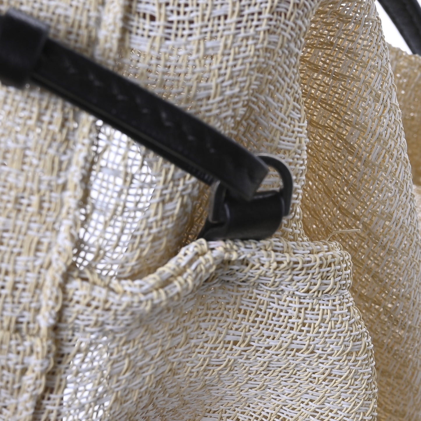 Mesh Saddle Calfskin Barn Tote Bag Ivory