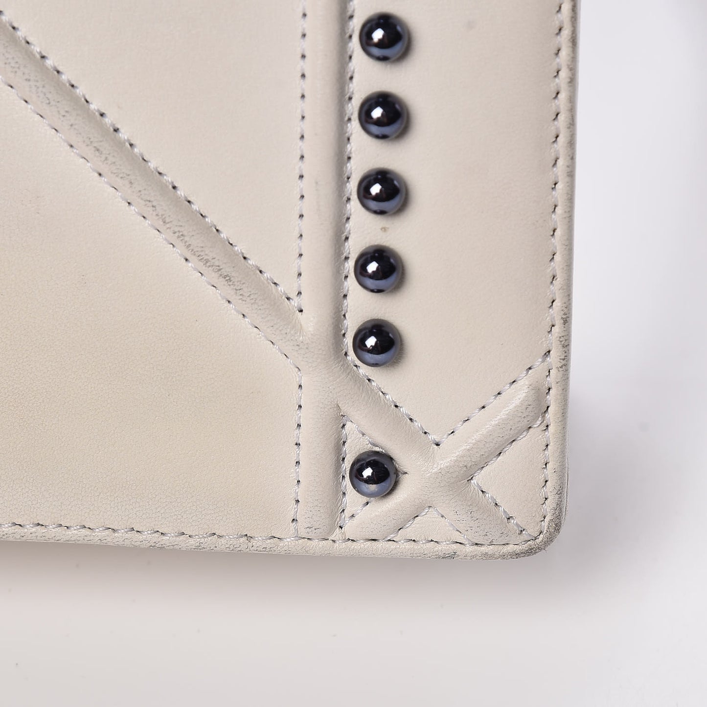 Lambskin Crystal Studded Small Diorama Flap Bag Off White