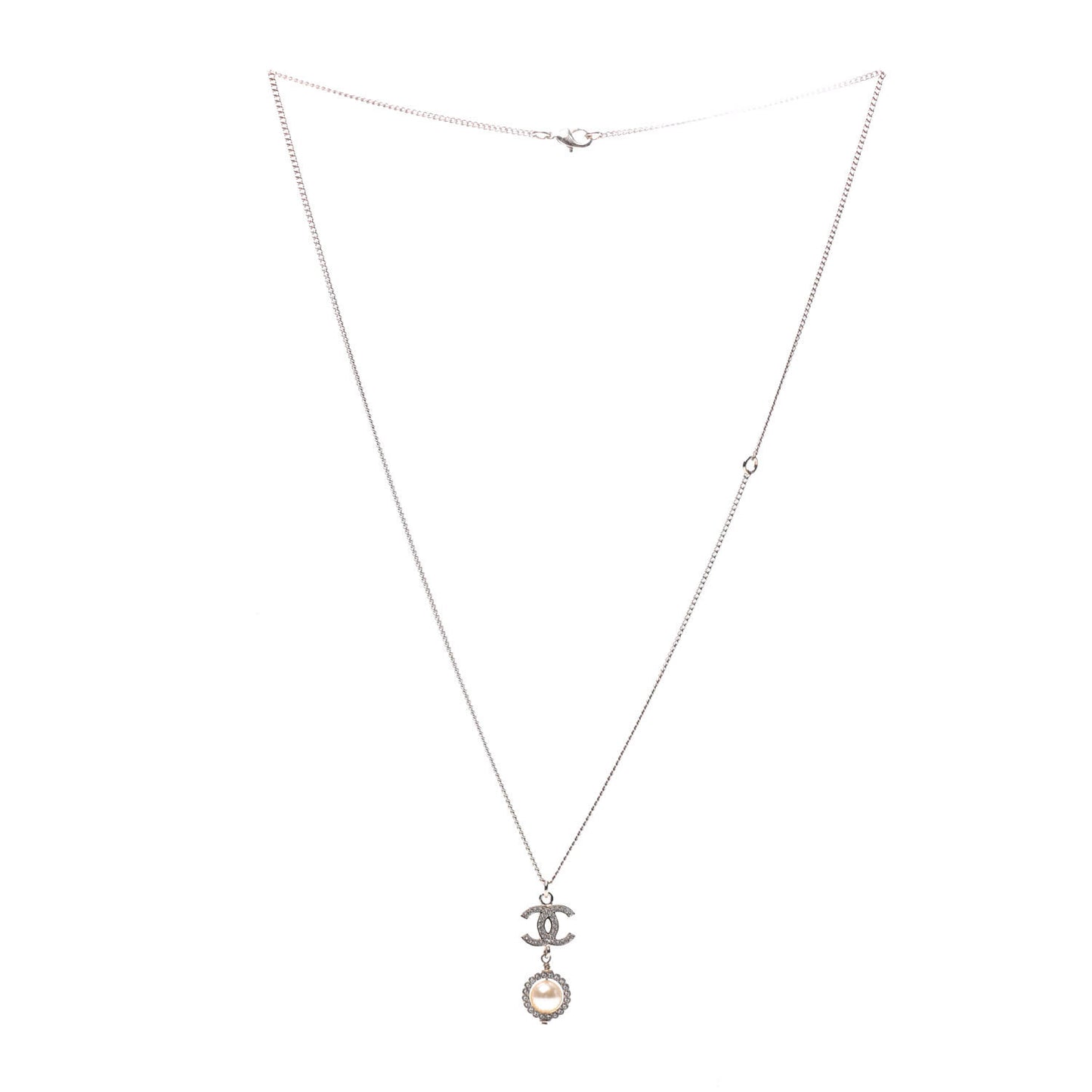Crystal Pearl CC Lace Camellia Necklace Gold