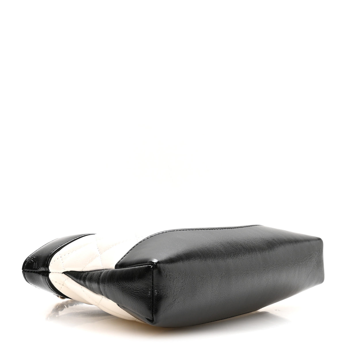 Shiny Crumpled Calfskin Quilted Nano 31 Shopping Bag White Black