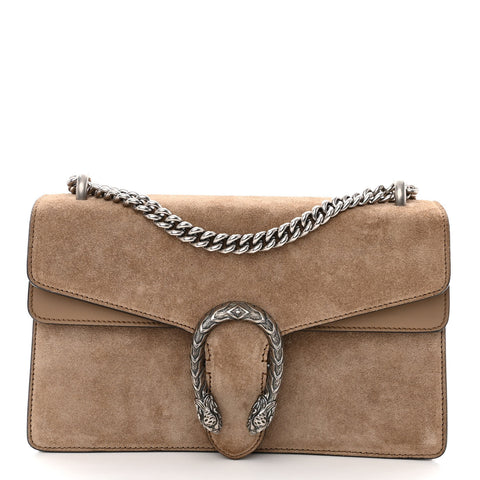 Suede Small Dionysus Shoulder Bag Taupe