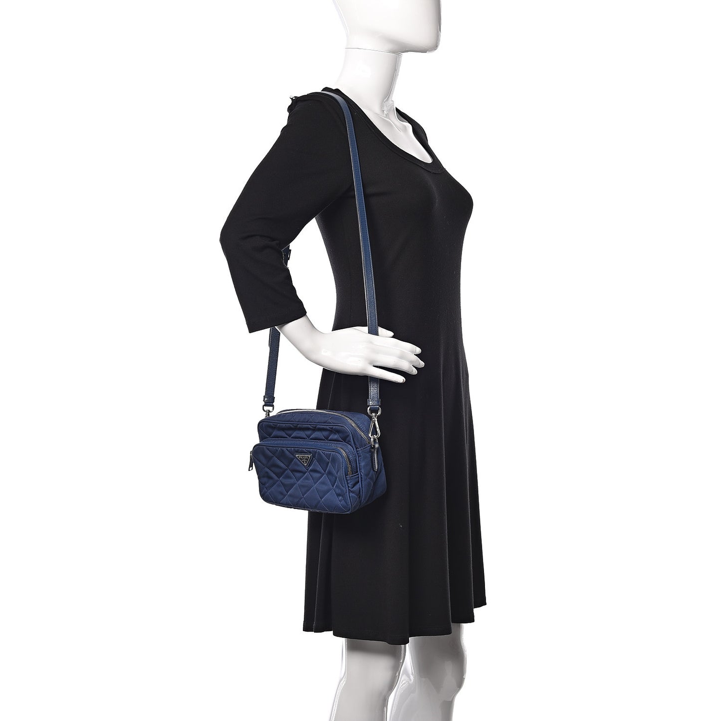Nylon Tessuto Impuntu Quilted Crossbody Bag Royal Blue