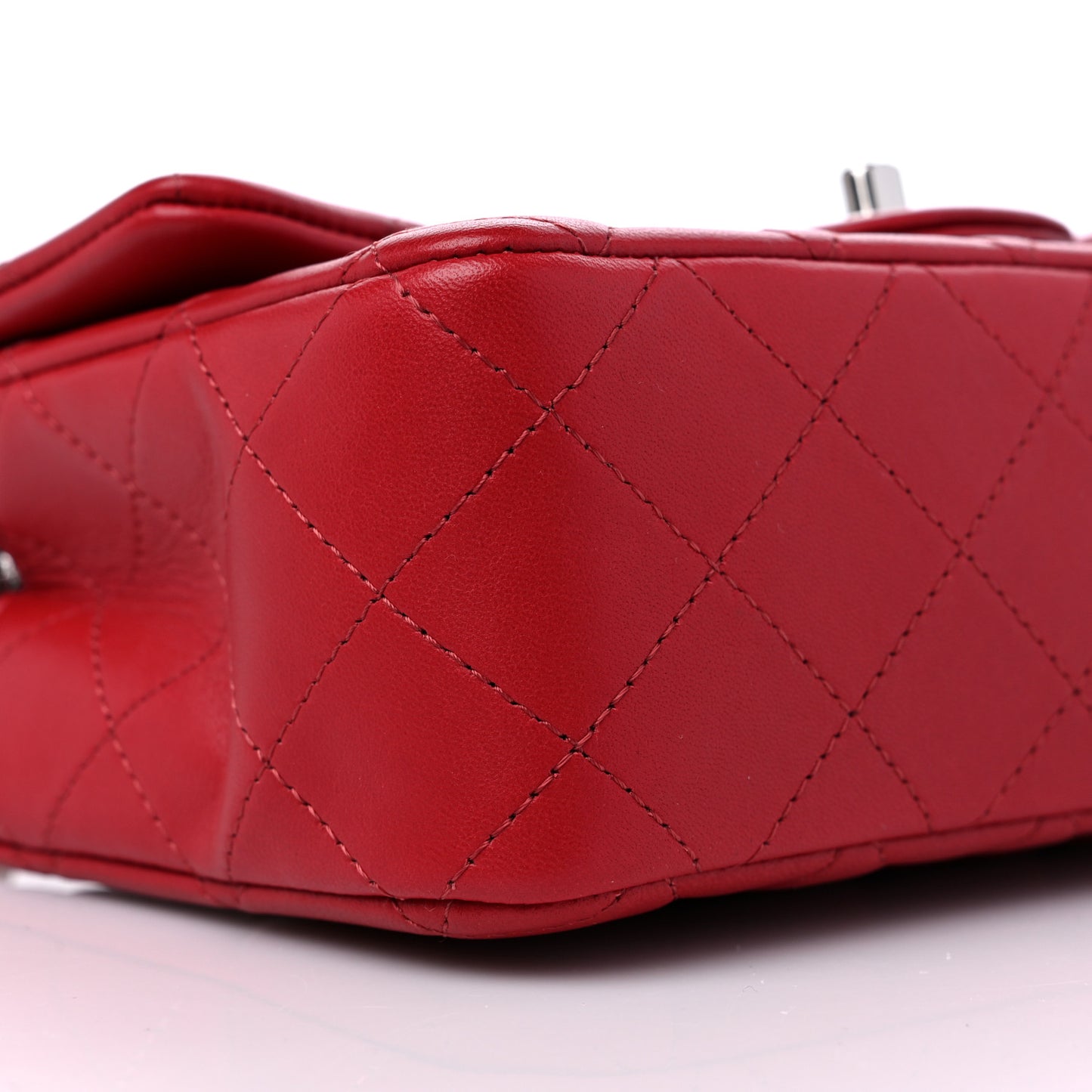 Lambskin Quilted Mini Rectangular Flap Red