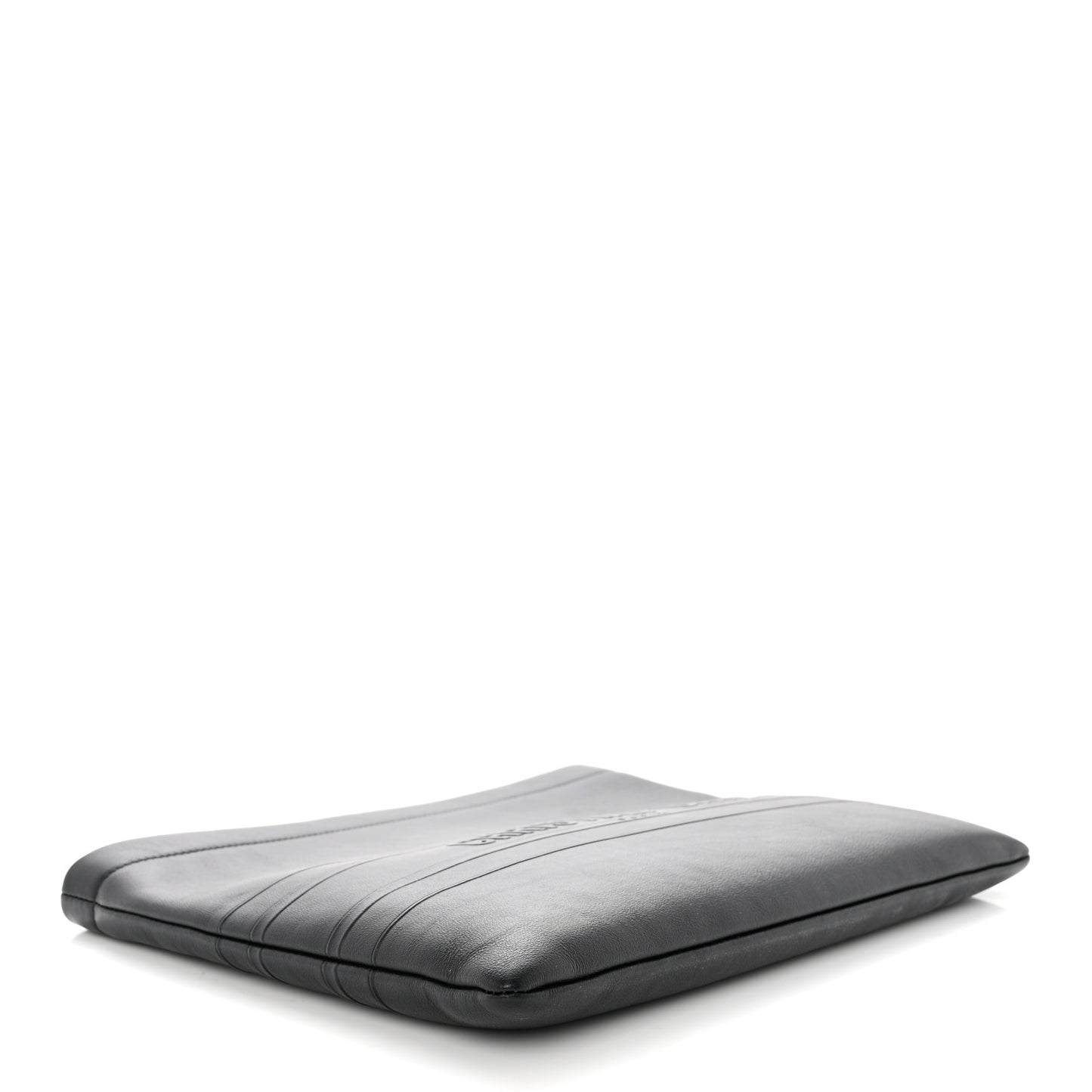 Calfskin Embossed Logo Zip Clutch Black