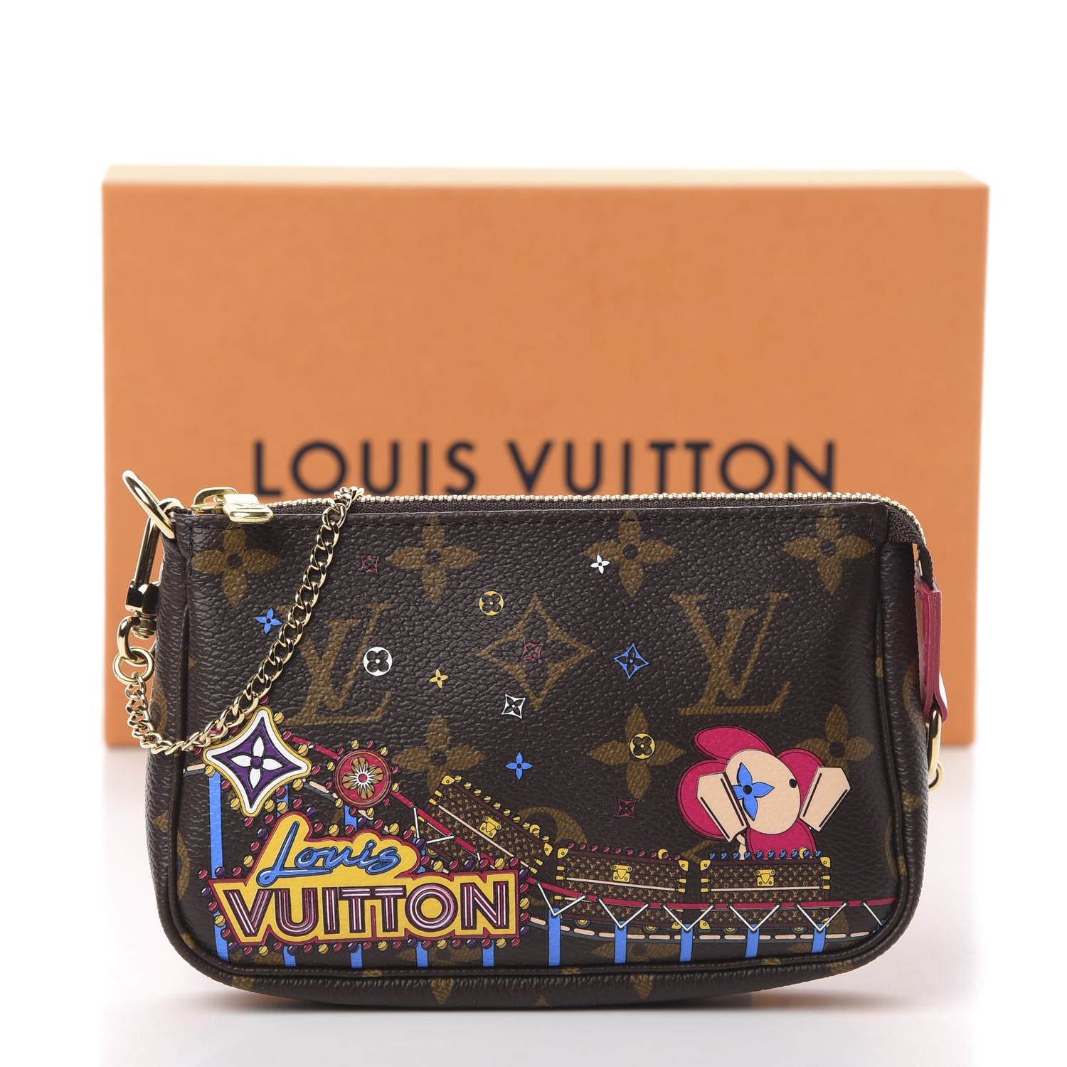 Louis Vuitton Monogram 2020 Christmas Animation Roller Coaster Mini Pochette Accessories Pivoine 11 of 11