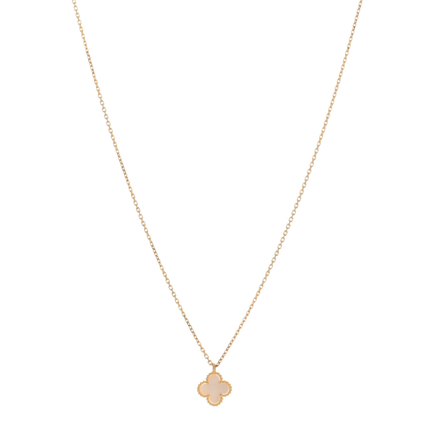Van Cleef & Arpels 18K Yellow Gold Mother of Pearl Sweet Alhambra Pendant Necklace 1 of 3