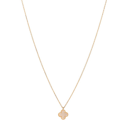 Van Cleef & Arpels 18K Yellow Gold Mother of Pearl Sweet Alhambra Pendant Necklace 1 of 3